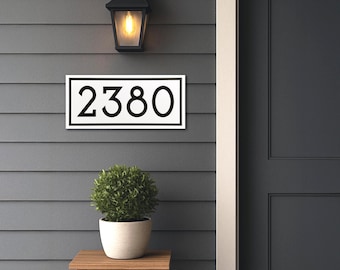 House Number Sign with Border: Horizontal Outdoor Plaque