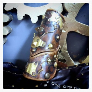 Steam Tank! SteamPunk Cuff / Handmade Bracer from vegetanned hand dyed leather (SPB010DLX)