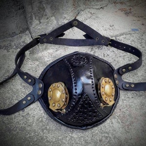 Black Steam Mask - SteamPunk Mask - Hatch Mask - Brass Hatch - Brass Mask - Handmade - Mask Costume - Mask Party - Steampunk Mask