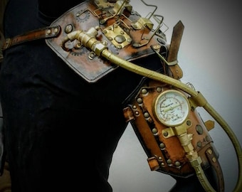 Bomba Steampunk de Latão - Armadura de Couro Artesanal - Armadura de Couro Vegetal - Armadura Grande Steampunk - Roupa Steampunk - Armadura para Cosplay