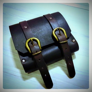 Leather Belt Bag Brown - Medieval Belt Bag - Fantasy belt bag- Steampunk belt bagDesign - Made in Finland (BJJBB001)