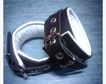 Leather Cuffs / Shackles - Handmade in Finland - Real Leather strong - Leather shackless