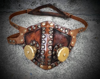 Máscara Steampunk / Tachas e Latão / Feita à Mão / Máscara Protetora / Máscara de Cobertura (SPM010)