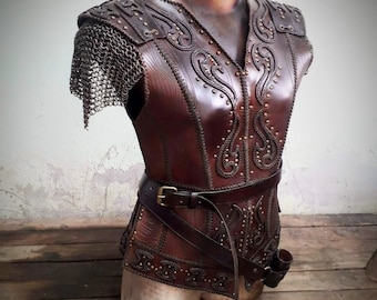 Pague em partes Armadura Viking - Armadura da Donzela Escudeira - Armadura de Lagertha - Armadura Medieval - Armadura Feminina - Armadura - milhares de costuras