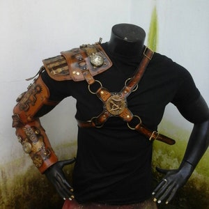 Steampunk Armor - Shoulder Armor - Steampunk Clothing - Leather Armor - Cosplay Armor - Steampunk Arm - Steampunk Costume - Piece of an art