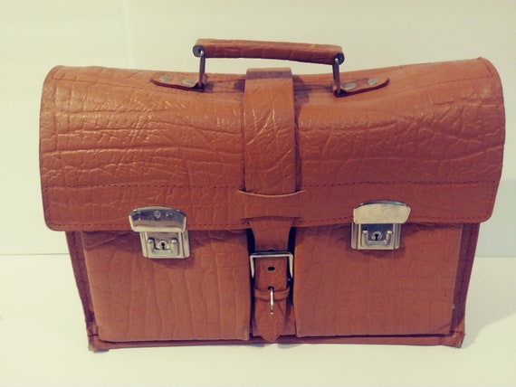 Vintage 1950's German Tan Leather Buckle Belted Br