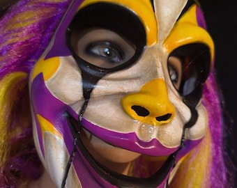 Male Purple & Yellow Clown Mask