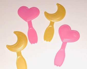 Baby Shower Heart & Moon Cupcake Topper Picks - Set of 12