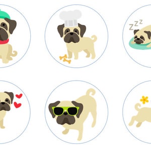 Pug Life Little Puppy Edible Cupcake Topper Decorations - Set of 12 Toppers