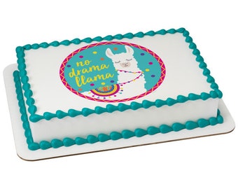 No Drama Llama Edible Cake or Cupcake Toppers - Choose Your Size