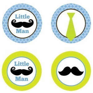 Little Man Mustache Edible Cupcake Topper Decorations - Set of 12 Toppers