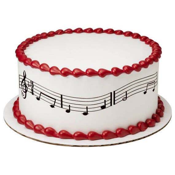 Decoraciones comestibles para bordes de pasteles con notas musicales Juego  de 3 tiras -  España