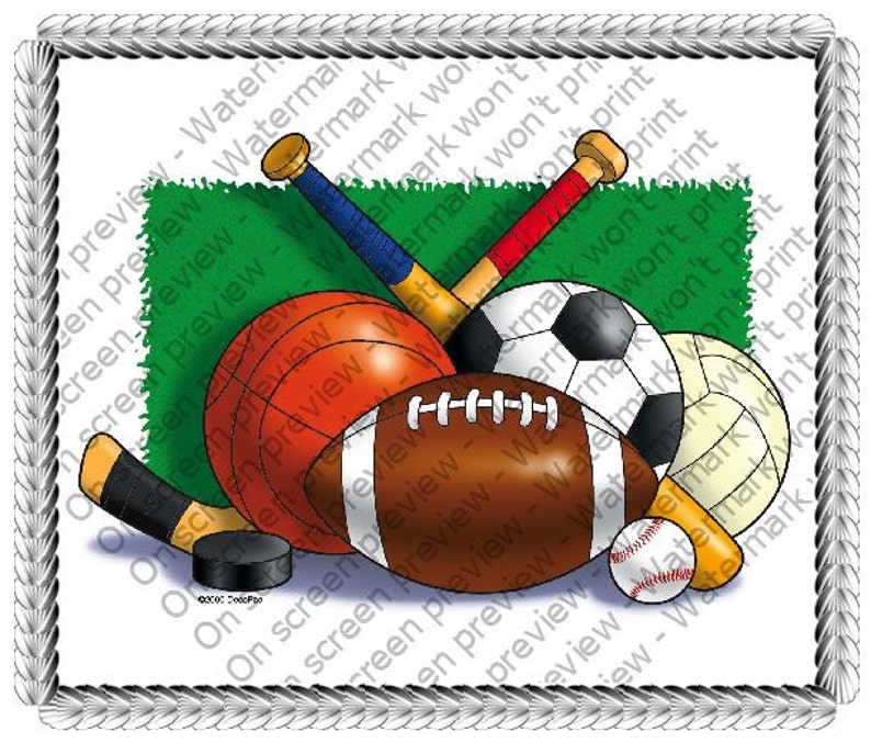 Sports Collage Football Soccer Basketball Baseball Edible