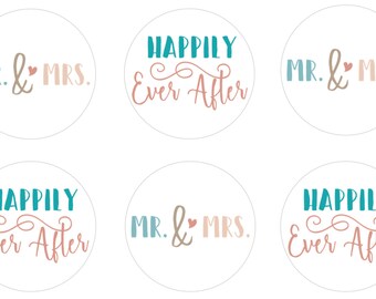 Mr & Mrs Wedding Bridal Shower Edible Cupcake Topper Decorations - Set of 12 Toppers