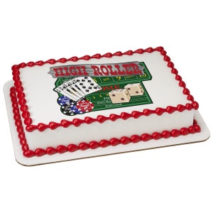 Casino High Roller Poker Las Vegas Edible Cake or Cupcake Toppers - Choose Your Size