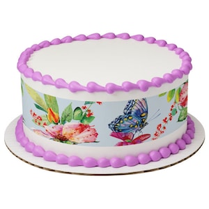 Floral Spring Flowers Edible Cake Border Decorations - Set of 3 Strips