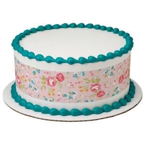 Pink Spring Florals Edible Cake Border Decorations - Set of 3 Strips