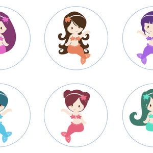 Cute Mermaid Princess Edible Cupcake Topper Decorations - Set of 12 Toppers