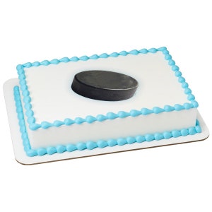 Sports Hockey Puck Edible Cake or Cupcake Toppers - Choose Your Size