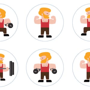 Macho Man Edible Cupcake Topper Decorations - Set of 12 Toppers