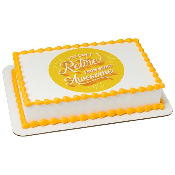 Happy Retirement Edible Cake or Cupcake Toppers - Choose Your Size