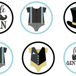 Little Gentleman Baby Shower Edible Cupcake Topper Decorations - Set of 12 Toppers