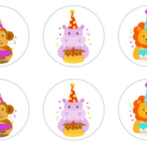 Zoo Party Animals Bears with Cake Edible Cupcake Topper Decorations - Set of 12 Toppers