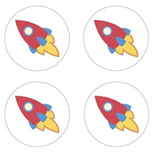 Rocket Ship Outer Space Edible Cupcake Topper Decorations - Set of 12 ...