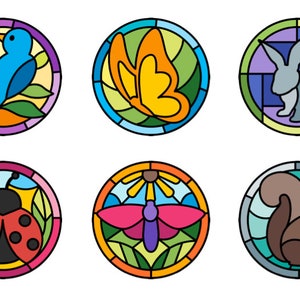 Stained Glass Nature Edible Cupcake Topper Decorations - Set of 12 Toppers