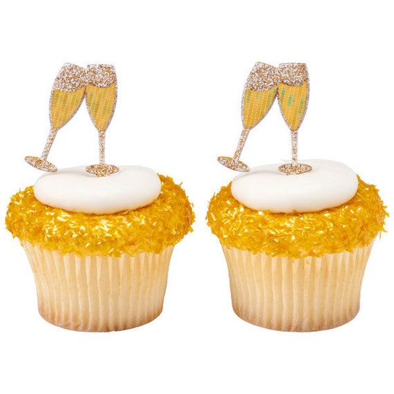 Champagne Glasses Bridal Shower Wedding Cupcake Topper Picks Etsy