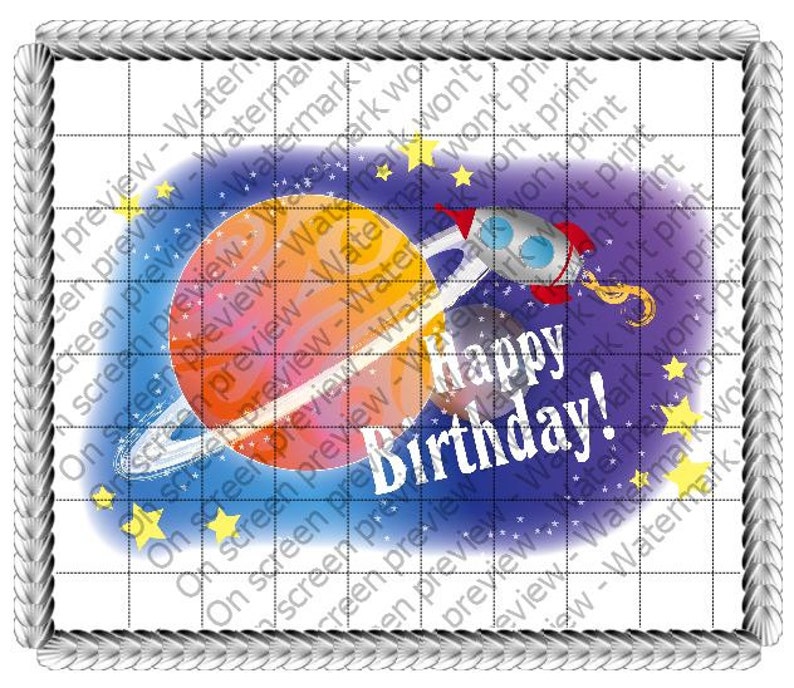 Happy Birthday Outer Space Rocket Ship Edible Cake or Cupcake | Etsy