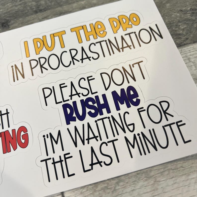Procrastinate Sticker Funny Procrastination Stickers From Made by R and R - Etsy