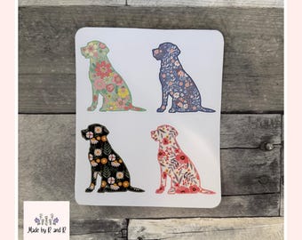 Floral Labrador Stickers (set of 4) from Made By R And R