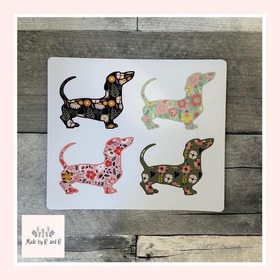 Made By R And Rの花柄ダックスフントステッカー（4枚セット） - Etsy 日本