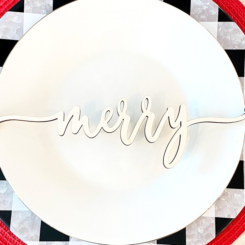 Christmas Place Setting Wood Words set of 4 Etsy