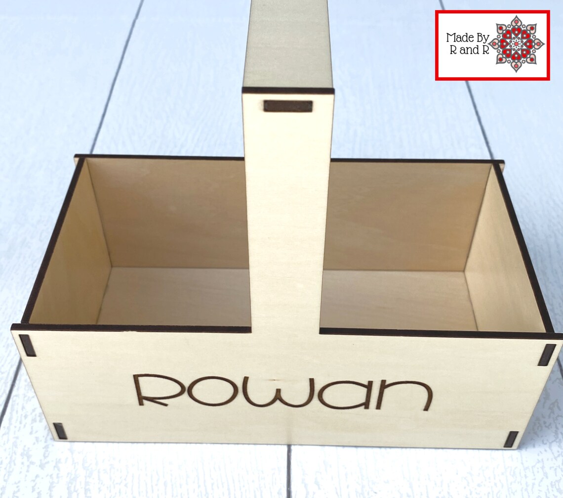 Custom Wood Basket With Etched Name Etsy