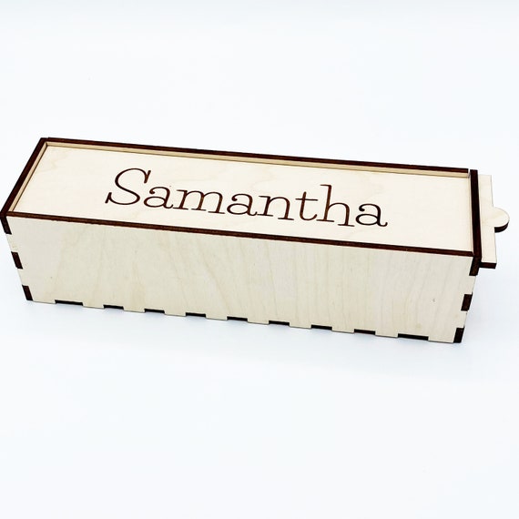 Custom Wood Pencil Box with Sliding Door Etsy
