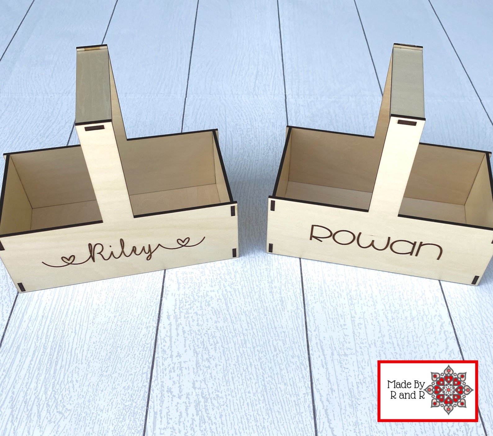 Custom Wood Basket With Etched Name Etsy