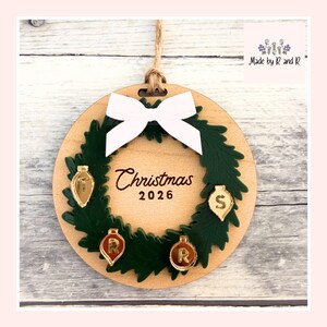 Christmas Wreath Wood and Acrylic Ornament From Made By R And R
