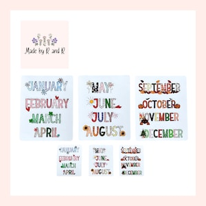 Month Name Stickers (set of 12) choose large or small size from Made By R And R