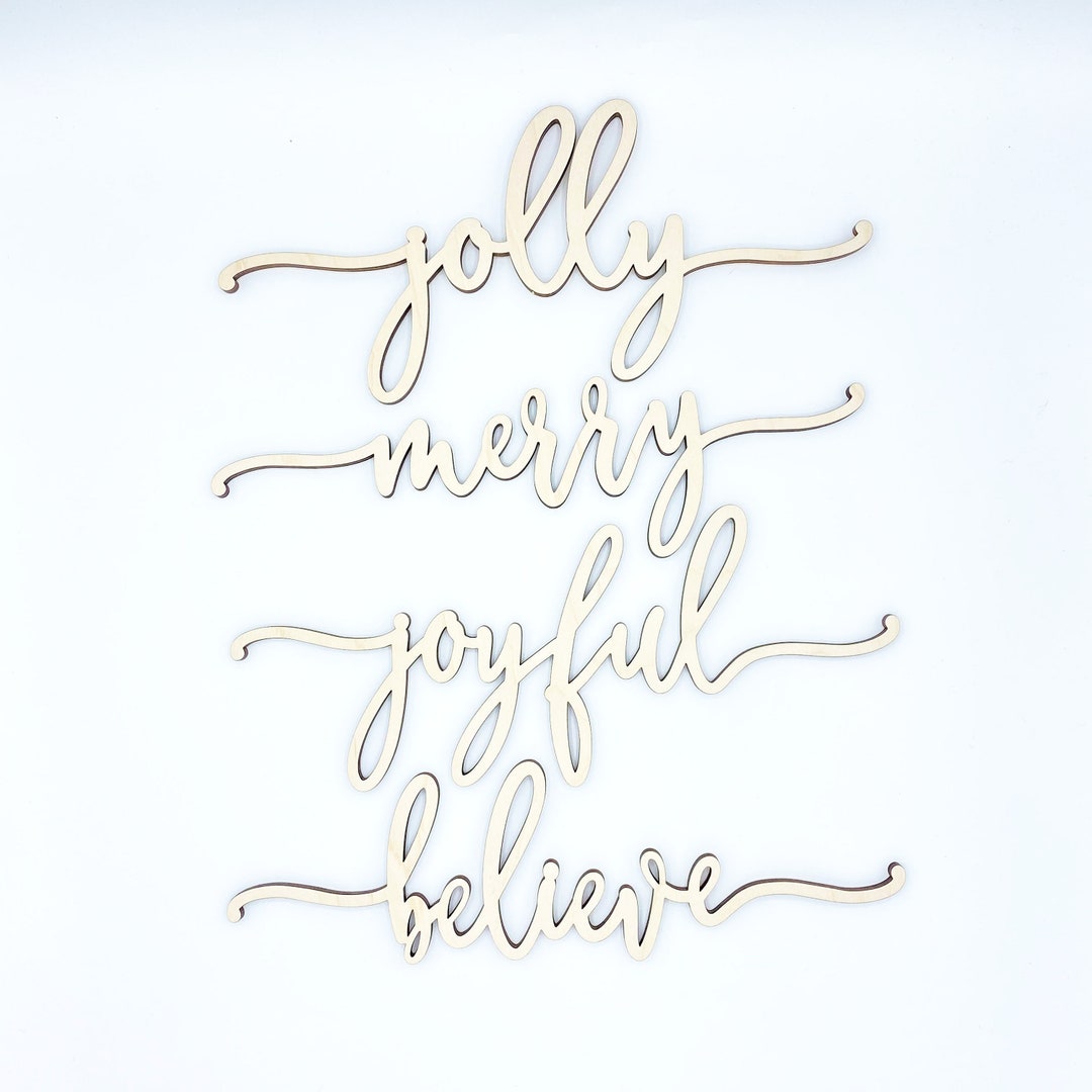 Christmas Place Setting Wood Words set of 4 Etsy