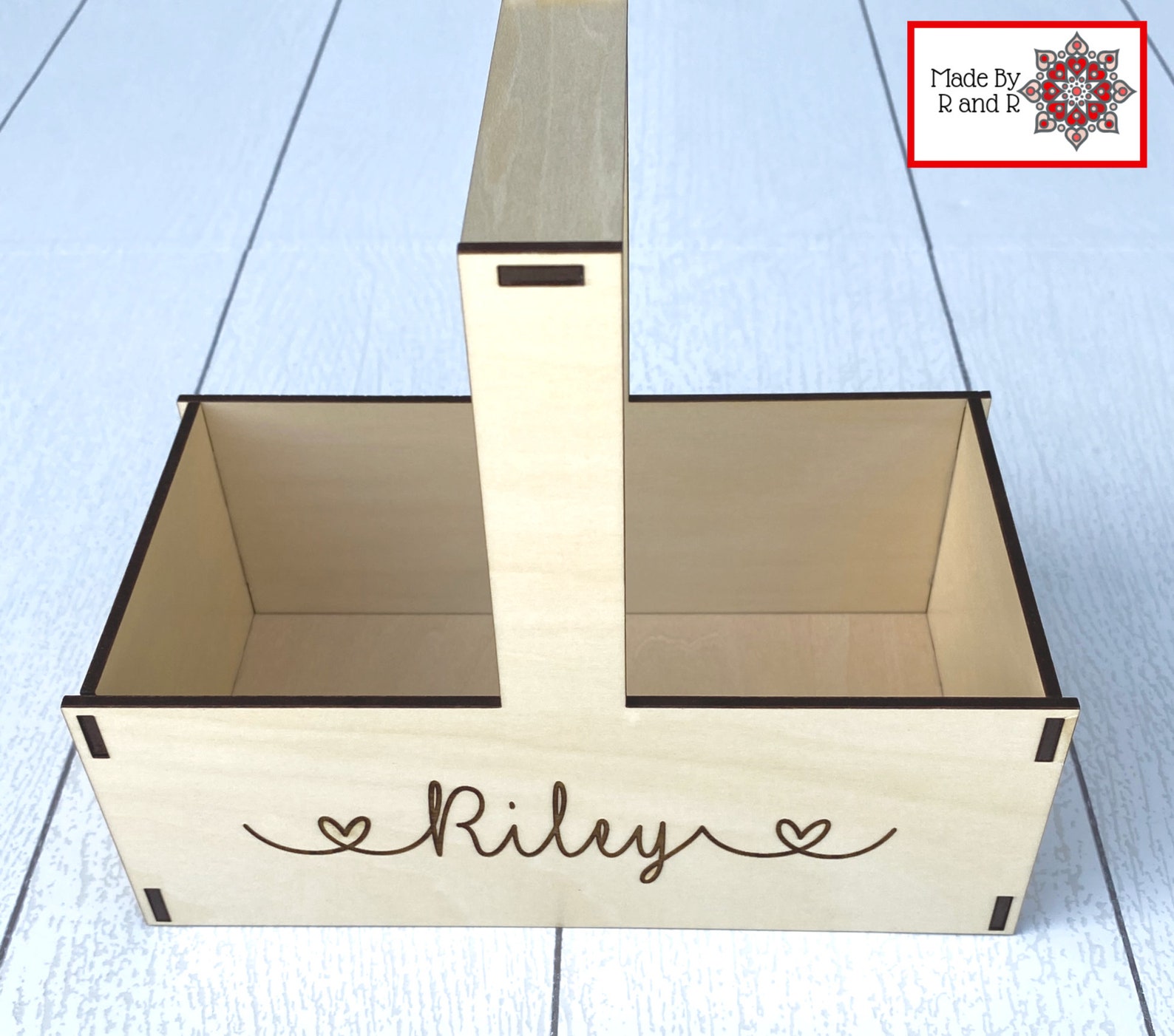 Custom Wood Basket With Etched Name Etsy