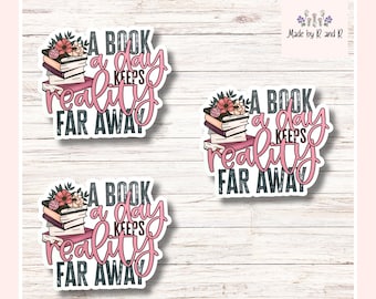 A Book A Day Keeps Reality Far Away Sticker (Set of 3) From Made By R And R