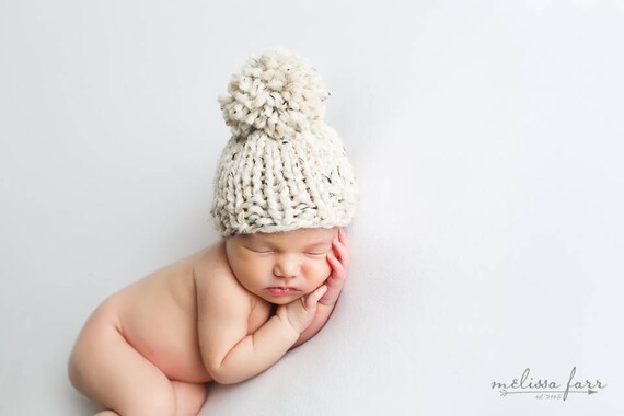 Baby Hat Knit Pom Newborn Hat Knitted 