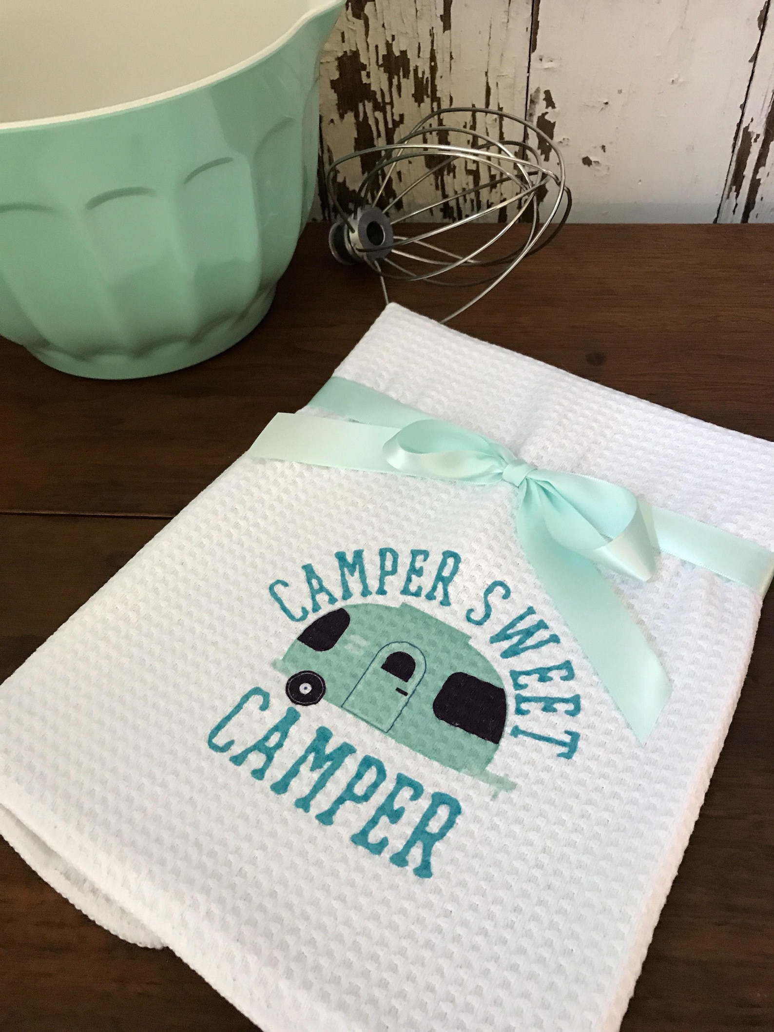 Camper Sweet Camper Dish Towel Kitchen Towel for Camping Friends Gift