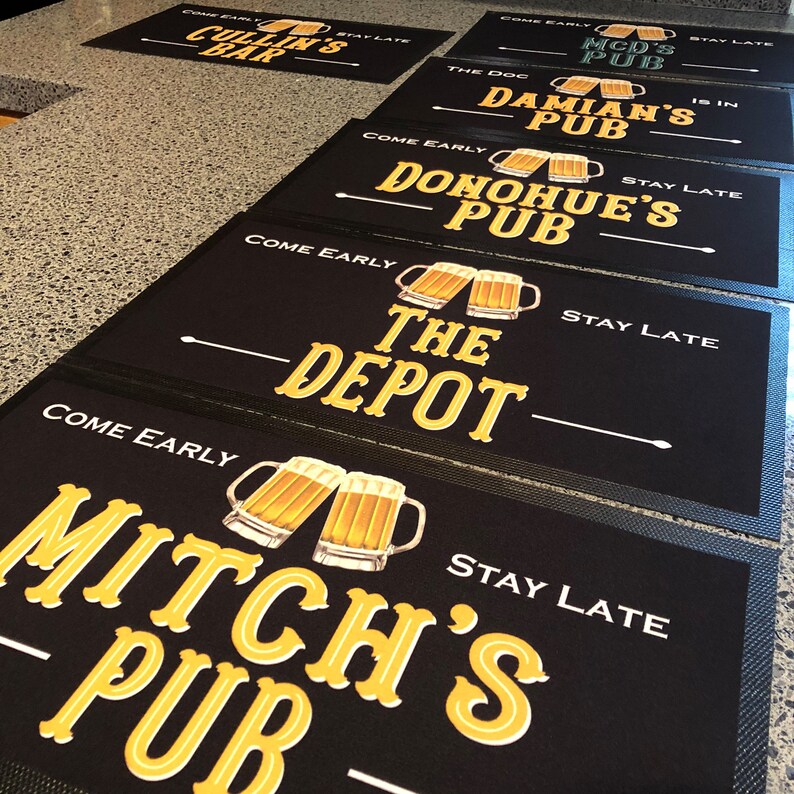 Personalized Bar Mat Placemat Pub Mat Bar Runner Bar Etsy
