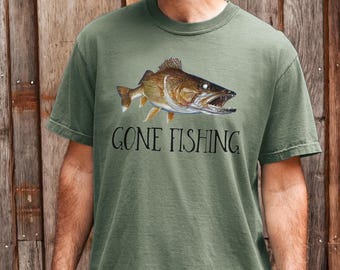 Walleye Gone Fishing Unisex T-shirt, Fishing Tee Shirt, Fisherman Outdoor Adventure Apparel