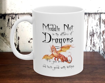 Dragon Ceramic Coffee Mug – Funny Fantasy Gift (11oz)