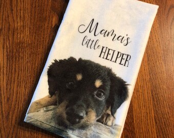 Personalized Photo Kitchen Towel: Mama's Little Helper Gift