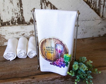 Wine: A Serving of Fruit Dish Towel- Microfiber Dish Towels- Wine Related Kitchen Decor- Funny Wine Dishtowels